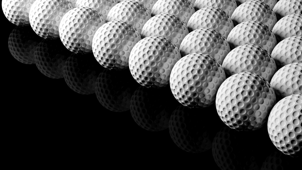 Golf balls, isolated on black background with reflection. - Explore ...